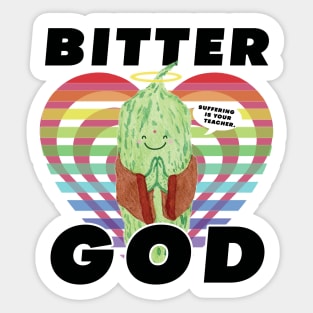 Bitter Gourd God Cute Veggie Pun Sticker